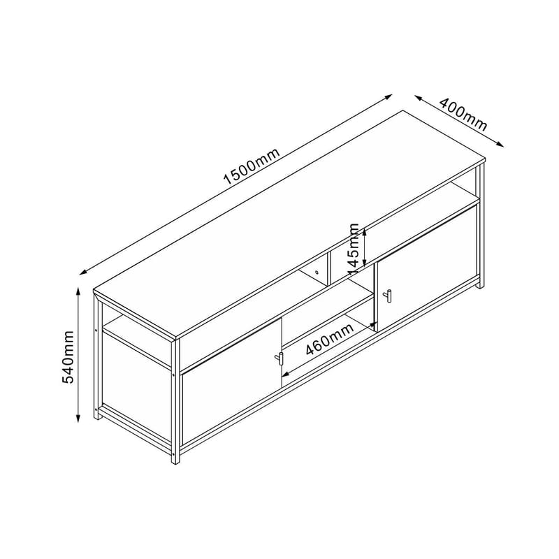 TV-bänk Study Ek/Svart 150x40x54 cm - ek/svart - Möbler - Tv möbel & mediamöbel - TV skåp