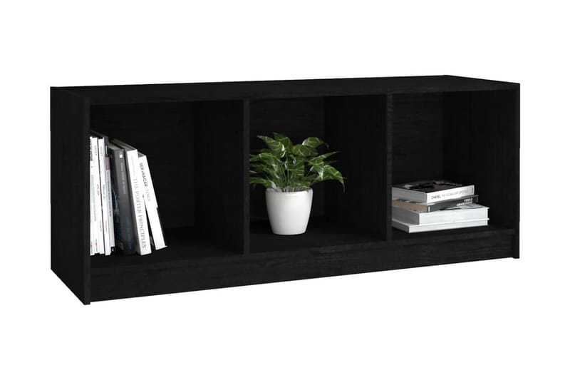 TV-bänk svart 104x33x41 cm massiv furu - Svart - Möbler - Tv möbel & mediamöbel - TV bänk & mediabänk