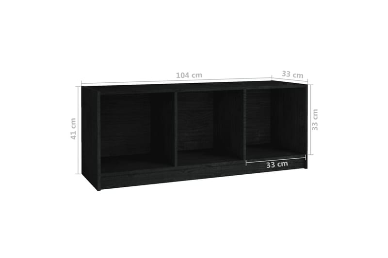 TV-bänk svart 104x33x41 cm massiv furu - Svart - Möbler - Tv möbel & mediamöbel - TV bänk & mediabänk