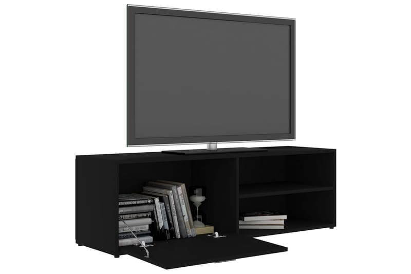 TV-bänk svart 120x34x37 cm spånskiva - Svart - TV bänk & mediabänk