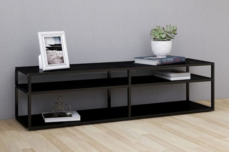 TV-bänk svart 160x40x40,5 cm härdat glas - Svart - Möbler - Tv möbel & mediamöbel - TV bänk & mediabänk