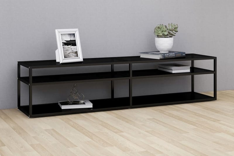 TV-bänk svart 180x40x40,5 cm härdat glas - Svart - Möbler - Tv möbel & mediamöbel - TV bänk & mediabänk