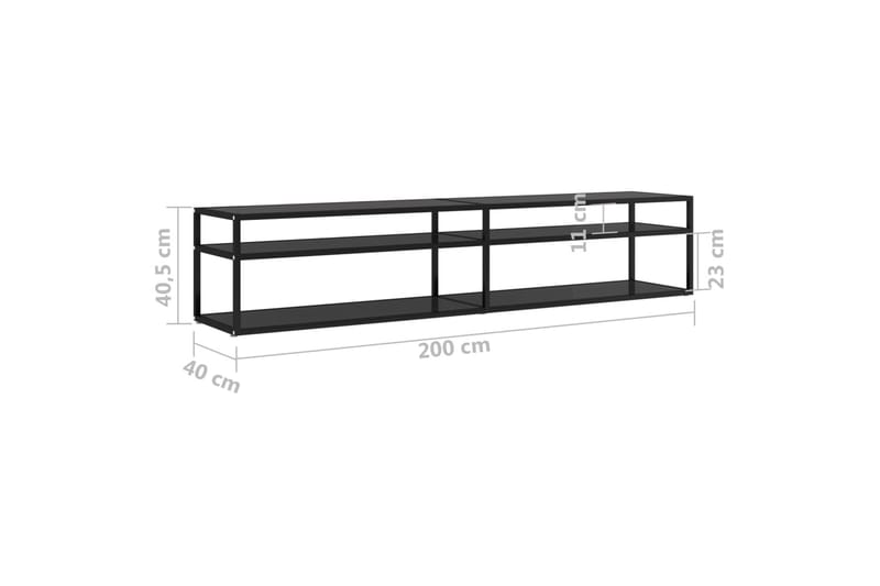 TV-bänk svart 200x40x40,5 cm härdat glas - Svart - Möbler - Tv möbel & mediamöbel - TV bänk & mediabänk