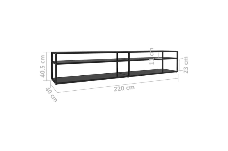 TV-bänk svart 220x40x40,5 cm härdat glas - Svart - Möbler - Tv möbel & mediamöbel - TV bänk & mediabänk