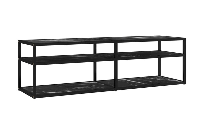 TV-bänk svart marmor 140x40x40,5 cm härdat glas - Svart - Möbler - Tv möbel & mediamöbel - TV bänk & mediabänk