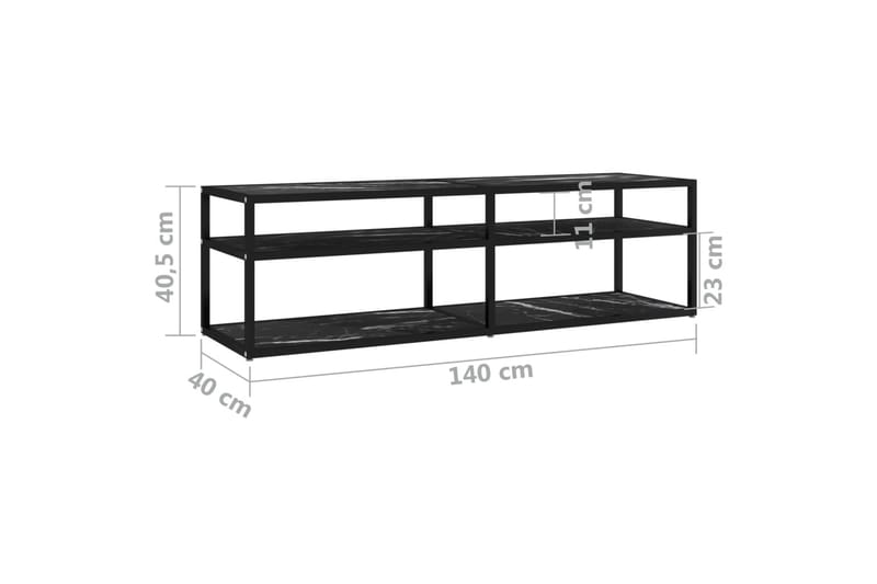 TV-bänk svart marmor 140x40x40,5 cm härdat glas - Svart - Möbler - Tv möbel & mediamöbel - TV bänk & mediabänk