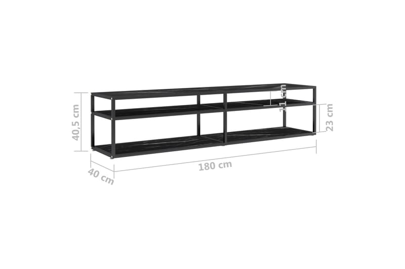 TV-bänk svart marmor 180x40x40,5 cm härdat glas - Svart - Möbler - Tv möbel & mediamöbel - TV bänk & mediabänk