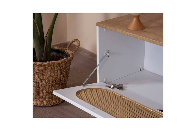 TV-bänk Terra Vit / Ek - Mediumfärgat trä/Vit - Möbler - Tv möbel & mediamöbel - TV bänk & mediabänk