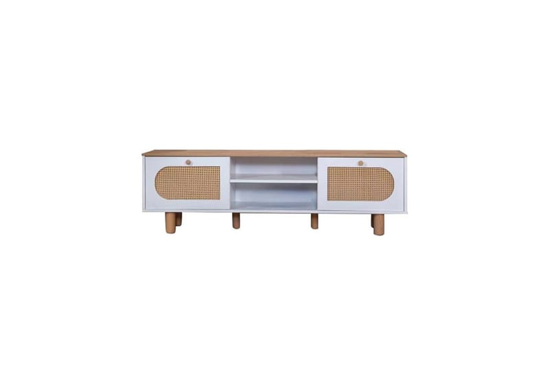 TV-bänk Terra Vit / Ek - Mediumfärgat trä/Vit - Möbler - Tv möbel & mediamöbel - TV bänk & mediabänk