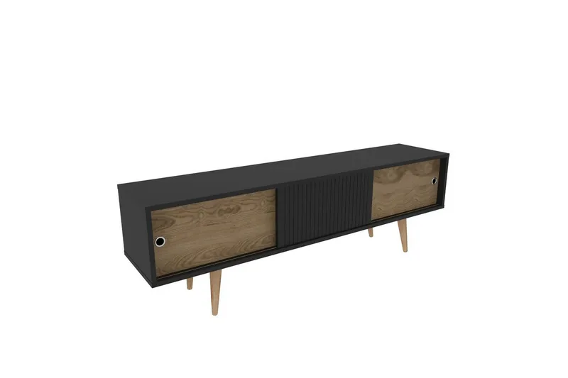 TV-bänk Ticoman Antracit / Ek - Antracit / Ek - Möbler - Tv möbel & mediamöbel - TV bänk & mediabänk