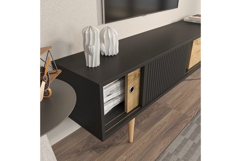 TV-bänk Ticoman Antracit / Ek - Antracit / Ek - Möbler - Tv möbel & mediamöbel - TV bänk & mediabänk