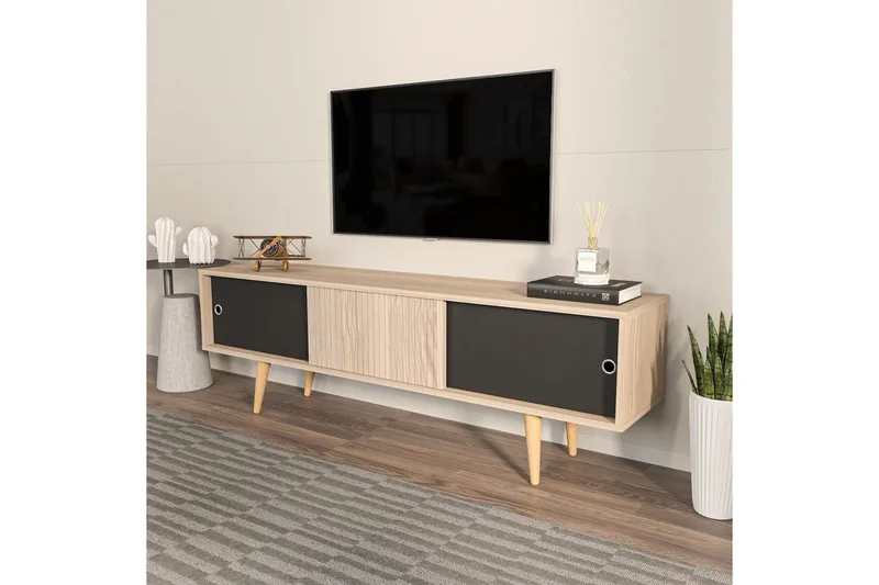 TV-bänk Ticoman Ek / svart - Ek / svart - Möbler - Tv möbel & mediamöbel - TV bänk & mediabänk