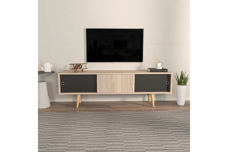 TV-bänk Ticoman Ek / svart - Ek / svart - Möbler - Tv möbel & mediamöbel - TV bänk & mediabänk