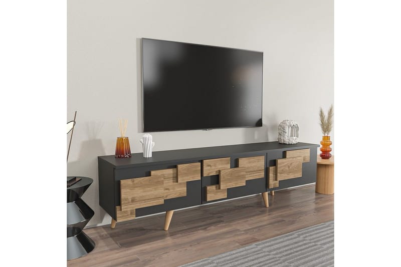 TV-bänk Ticomannd Antracit / Valnöt - Antracit / Valnöt - Möbler - Tv möbel & mediamöbel - TV bänk & mediabänk