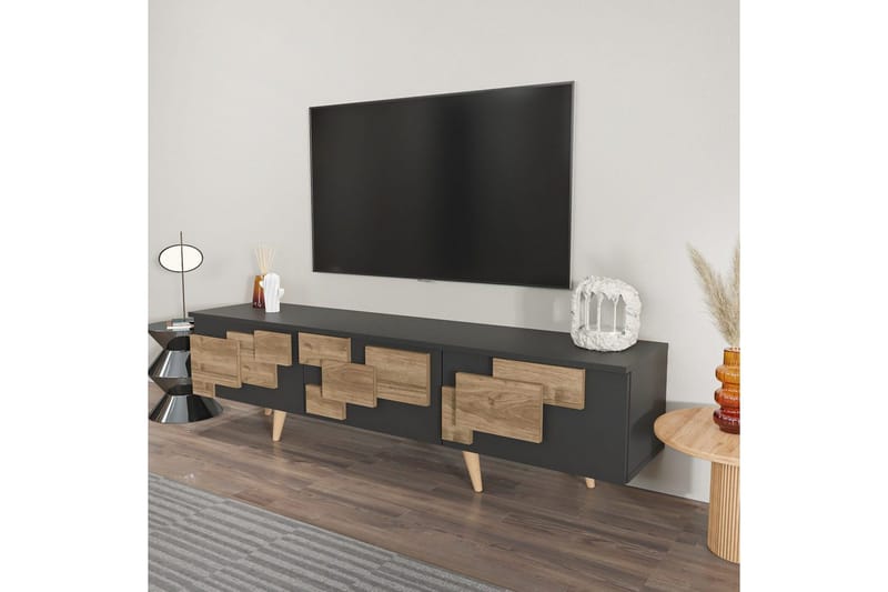 TV-bänk Ticomannd Antracit / Valnöt - Antracit / Valnöt - Möbler - Tv möbel & mediamöbel - TV bänk & mediabänk