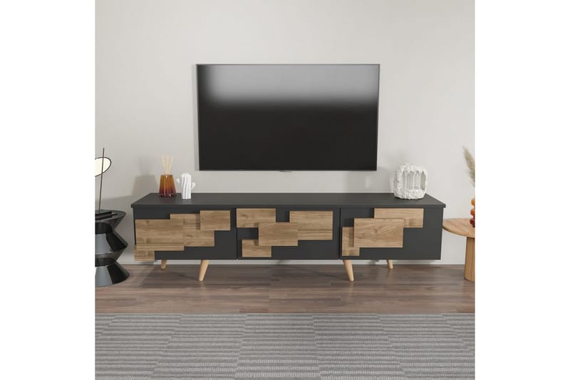TV-bänk Ticomannd Antracit / Valnöt - Antracit / Valnöt - Möbler - Tv möbel & mediamöbel - TV bänk & mediabänk