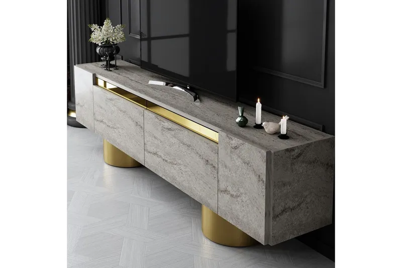 TV-bänk Travertin / Rany - Travertin / Rany - Möbler - Tv möbel & mediamöbel - TV bänk & mediabänk