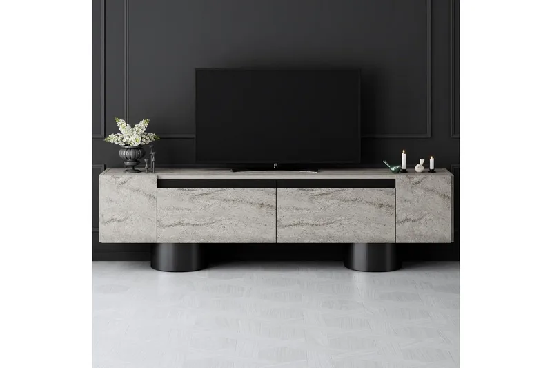 TV-bänk Travertin / Svart - Travertin / Svart - Möbler - Tv möbel & mediamöbel - TV bänk & mediabänk