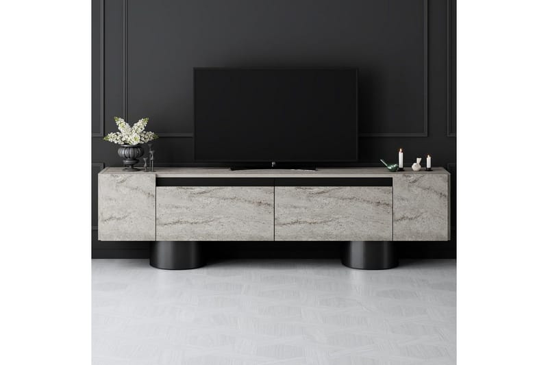TV-bänk Travertin / Svart - Travertin / Svart - Möbler - Tv möbel & mediamöbel - TV bänk & mediabänk