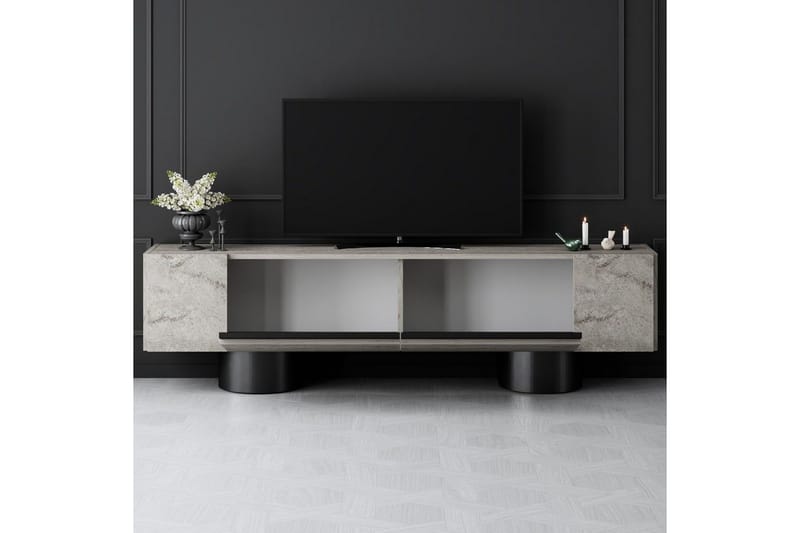 TV-bänk Travertin / Svart - Travertin / Svart - Möbler - Tv möbel & mediamöbel - TV bänk & mediabänk