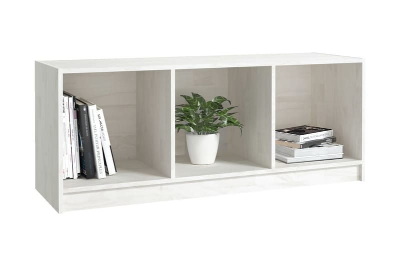 TV-bänk vit 104x33x41 cm massiv furu - Vit - Möbler - Tv möbel & mediamöbel - TV bänk & mediabänk