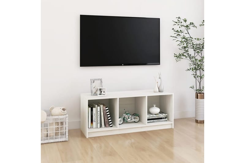 TV-bänk vit 104x33x41 cm massiv furu - Vit - Möbler - Tv möbel & mediamöbel - TV bänk & mediabänk
