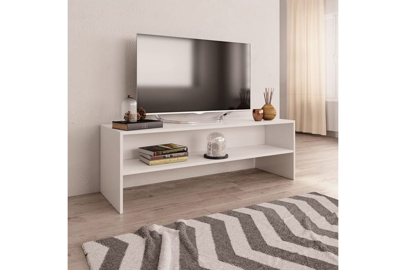 TV-bänk vit 120x40x40 cm spånskiva - Vit - TV bänk & mediabänk