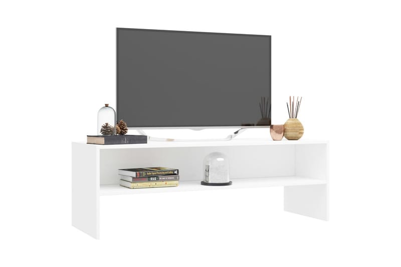 TV-bänk vit 120x40x40 cm spånskiva - Vit - TV bänk & mediabänk