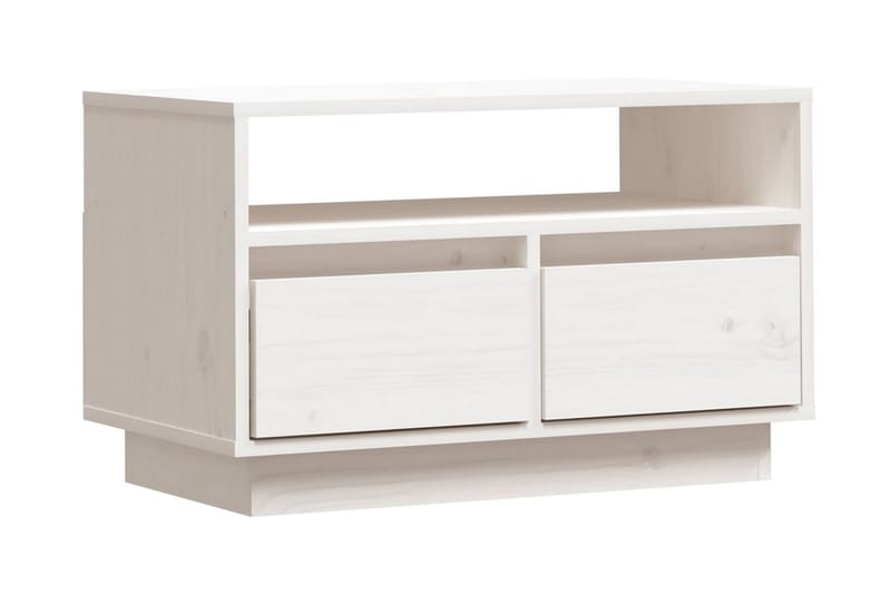 Tv-bänk vit 60x35x37 cm massiv furu - Vit - Möbler - Tv möbel & mediamöbel - TV bänk & mediabänk