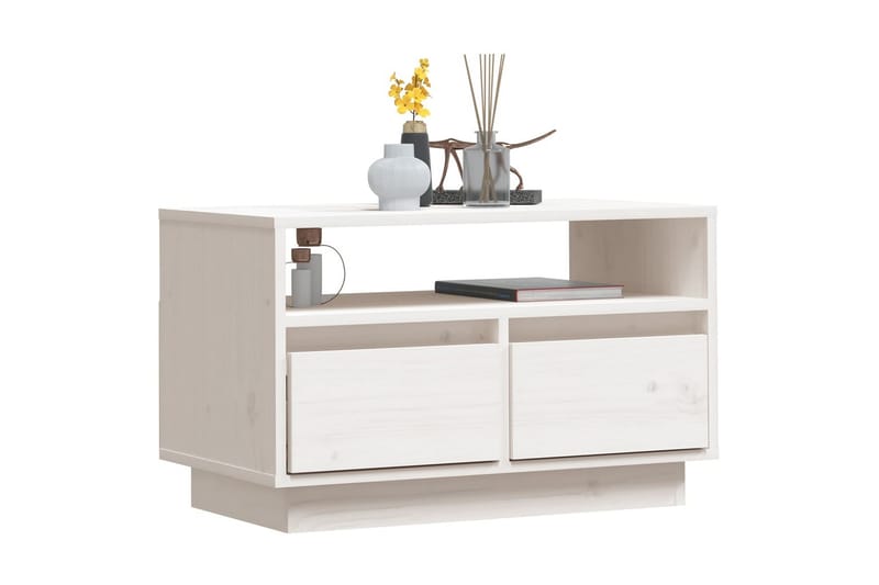 Tv-bänk vit 60x35x37 cm massiv furu - Vit - Möbler - Tv möbel & mediamöbel - TV bänk & mediabänk