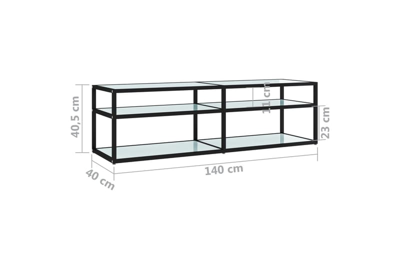 TV-bänk vit marmor 140x40x40,5 cm härdat glas - Vit - Möbler - Tv möbel & mediamöbel - TV bänk & mediabänk