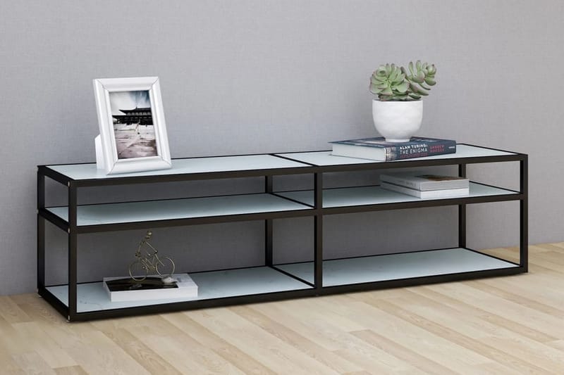 TV-bänk vit marmor 160x40x40,5 cm härdat glas - Vit - Möbler - Tv möbel & mediamöbel - TV bänk & mediabänk