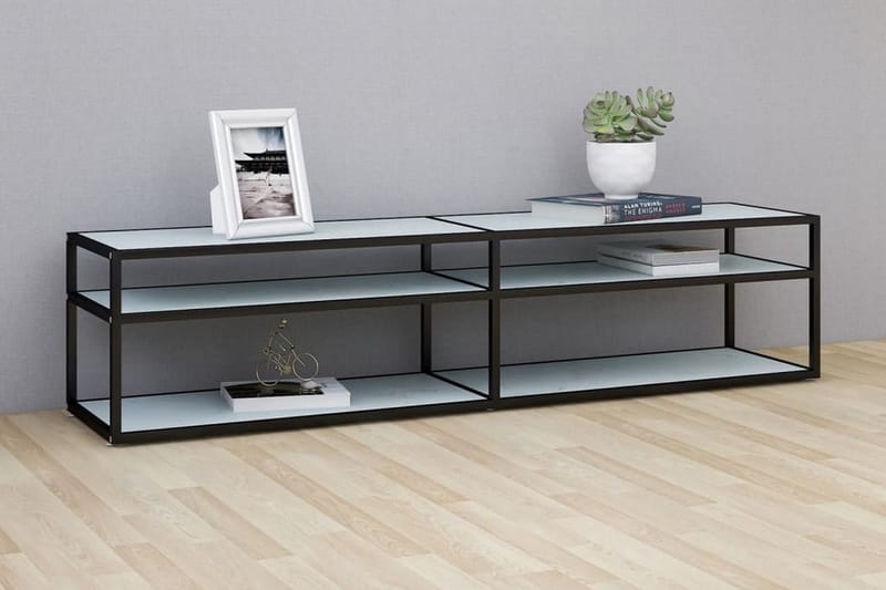 TV-bänk vit marmor 180x40x40,5 cm härdat glas - Vit - Möbler - Tv möbel & mediamöbel - TV bänk & mediabänk