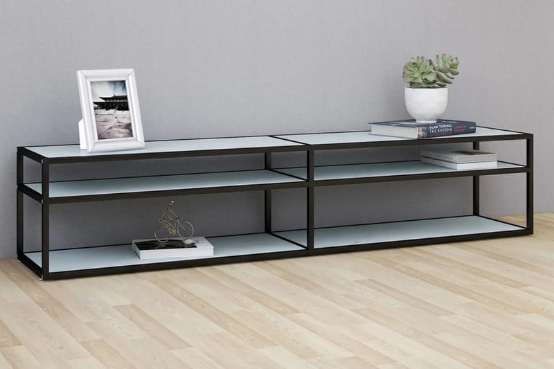 TV-bänk vit marmor 200x40x40,5 cm härdat glas - Vit - Möbler - Tv möbel & mediamöbel - TV bänk & mediabänk