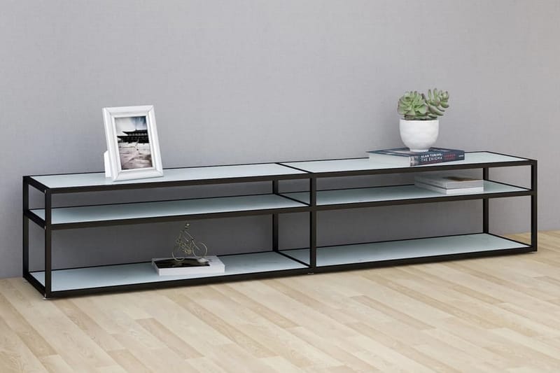 TV-bänk vit marmor 220x40x40,5 cm härdat glas - Vit - Möbler - Tv möbel & mediamöbel - TV bänk & mediabänk