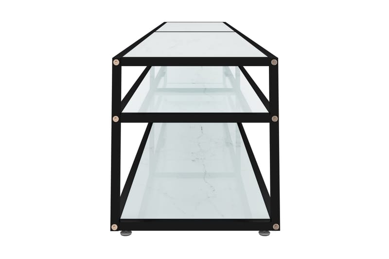 TV-bänk vit marmor 220x40x40,5 cm härdat glas - Vit - Möbler - Tv möbel & mediamöbel - TV bänk & mediabänk