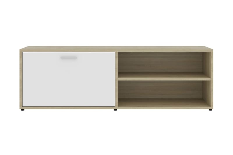 TV-bänk vit och sonoma-ek 120x34x37 cm spånskiva - Vit - TV bänk & mediabänk