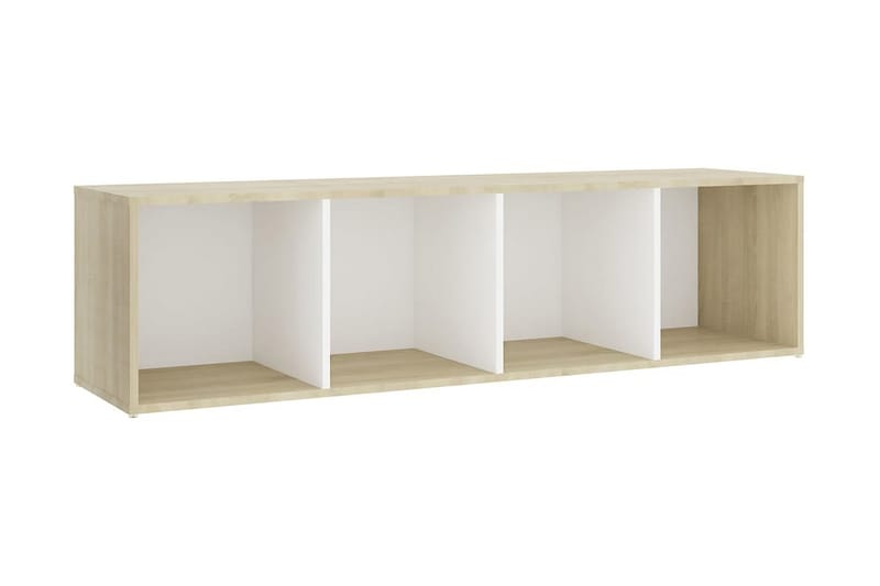TV-bänk vit och sonoma-ek 142,5x35x36,5 cm spånskiva - Vit - Möbler - Tv möbel & mediamöbel - TV bänk & mediabänk