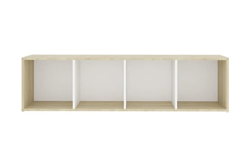 TV-bänk vit och sonoma-ek 142,5x35x36,5 cm spånskiva - Vit - Möbler - Tv möbel & mediamöbel - TV bänk & mediabänk