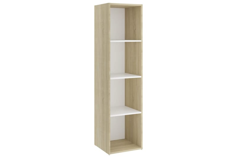 TV-bänk vit och sonoma-ek 142,5x35x36,5 cm spånskiva - Vit - Möbler - Tv möbel & mediamöbel - TV bänk & mediabänk