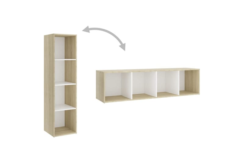 TV-bänk vit och sonoma-ek 142,5x35x36,5 cm spånskiva - Vit - Möbler - Tv möbel & mediamöbel - TV bänk & mediabänk
