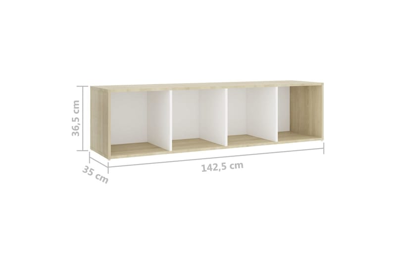 TV-bänk vit och sonoma-ek 142,5x35x36,5 cm spånskiva - Vit - Möbler - Tv möbel & mediamöbel - TV bänk & mediabänk