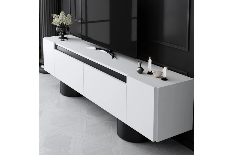 TV-bänk Vit / Svart - Vit / Svart - Möbler - Tv möbel & mediamöbel - TV bänk & mediabänk