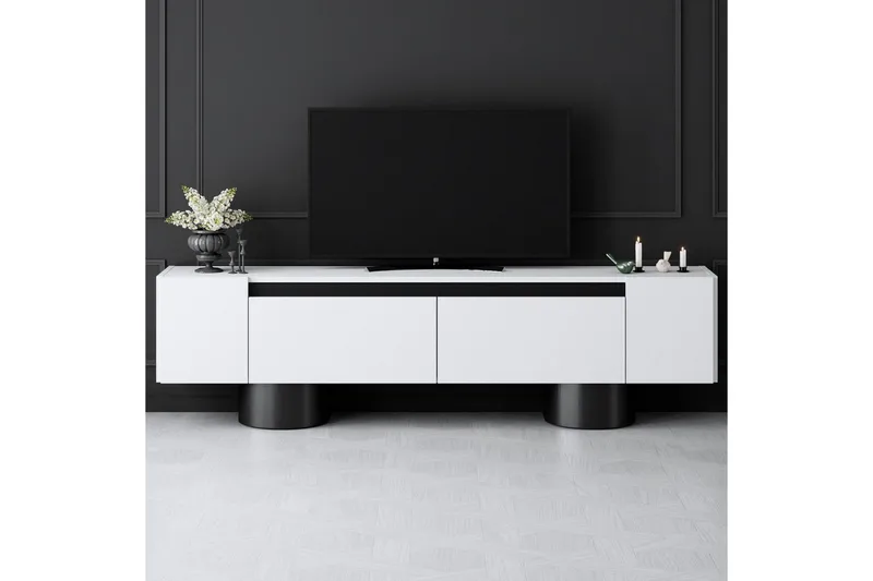 TV-bänk Vit / Svart - Vit / Svart - Möbler - Tv möbel & mediamöbel - TV bänk & mediabänk