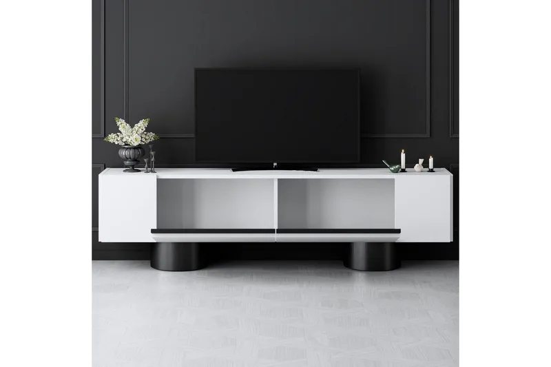 TV-bänk Vit / Svart - Vit / Svart - Möbler - Tv möbel & mediamöbel - TV bänk & mediabänk