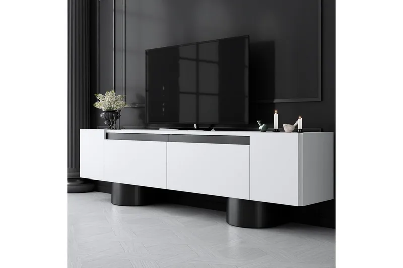 TV-bänk Vit / Svart - Vit / Svart - Möbler - Tv möbel & mediamöbel - TV bänk & mediabänk