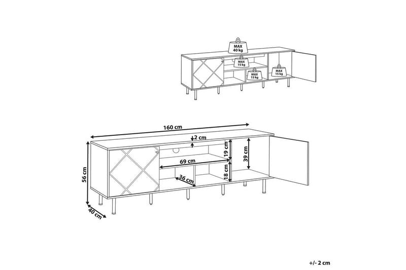 TV-bänk Palmer Ljus trä, vit - Ljus trä, vit - Möbler - Tv möbel & mediamöbel - TV bänk & mediabänk