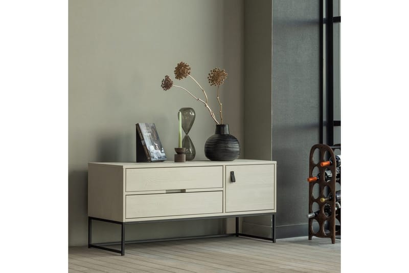 TV-enhet Silas - Damm, Borstat furu, 120 cm - Möbler - Tv möbel & mediamöbel - TV bänk & mediabänk