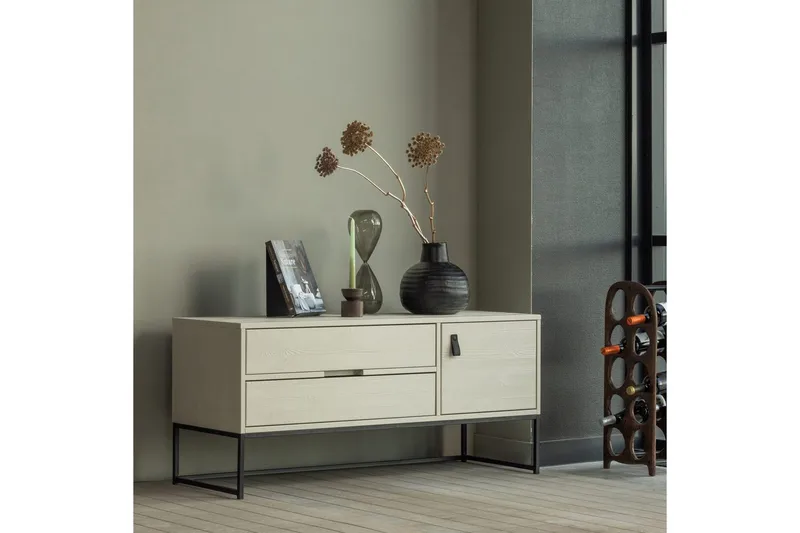 TV-enhet Silas - Damm, Borstat furu, 120 cm - Möbler - Tv möbel & mediamöbel - TV bänk & mediabänk