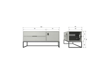 TV-enhet Silas - Damm, Borstat furu, 120 cm - Möbler - Tv möbel & mediamöbel - TV bänk & mediabänk